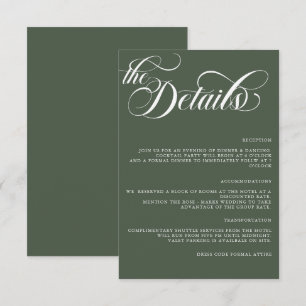 Carte D'accompagnement Détails de mariage minimaliste simple moderne incl