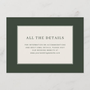 Carte D'accompagnement Détails de mariage minimaliste vert élégant