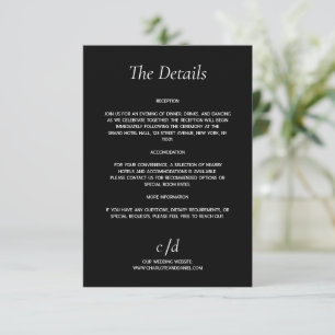 Carte D'accompagnement Détails de mariage minimalistes modernes noir et b
