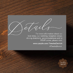 Carte D'accompagnement Détails de mariage minimalistes Site Web de script