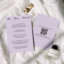 Détails de mariage minimalistes violet doux chic é