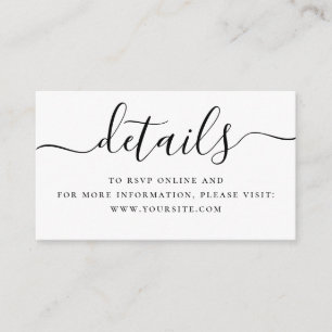 Carte D'accompagnement Détails de mariage minimaux + Code QR   Script sim