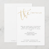 Carte D'accompagnement Détails de mariage moderne simple avec écriture en (Devant / Derrière)