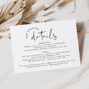 Carte D'accompagnement Détails de mariage moderne simple et élégant