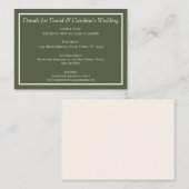 Carte D'accompagnement Détails de mariage moderne vert forêt uni (Devant / Derrière)