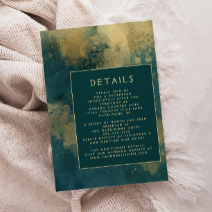 Carte D'accompagnement Détails de mariage modernes abstraits sarcelle or