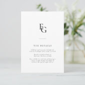 Carte D'accompagnement Détails de mariage modernes avec monogramme chic (Debout devant)