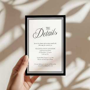 Carte D'accompagnement Détails de mariage modernes en noir et blanc