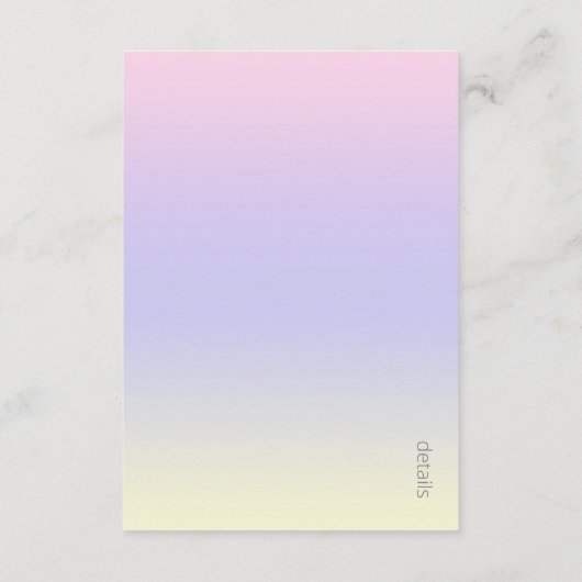 Carte D'accompagnement Détails de mariage Mood Gradient Aube Pastel ID741 (Dos)