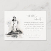 Carte D'accompagnement Détails de mariage nautique de phare noir et blanc (Devant)