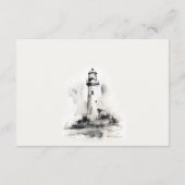 Carte D'accompagnement Détails de mariage nautique de phare noir et blanc (Dos)