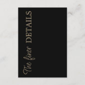 Carte D'accompagnement Détails de mariage noir chic (Devant)
