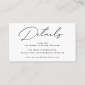 Carte D'accompagnement Détails de Mariage noir et blanc moderne (Devant)