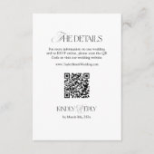 Carte D'accompagnement Détails de mariage Noir et Blanc Qr Code (Devant)