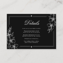 Détails de mariage noir floral calligraphie élégan