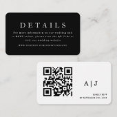 Carte D'accompagnement Détails de mariage noir moderne Code Qr (Devant / Derrière)