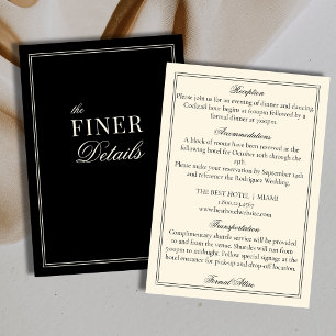 Carte D'accompagnement Détails de mariage Old Money en rayures noires et