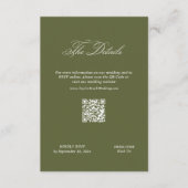 Carte D'accompagnement Détails de mariage Olive Green Code Qr (Devant)
