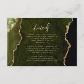 Carte D'accompagnement Détails de mariage Olive Green Gold Agate Script (Devant)