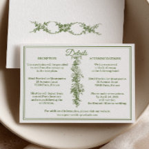 Détails de mariage Olive Green Toile de Jouy