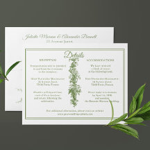 Détails de mariage Olive Green Toile de Jouy Encar