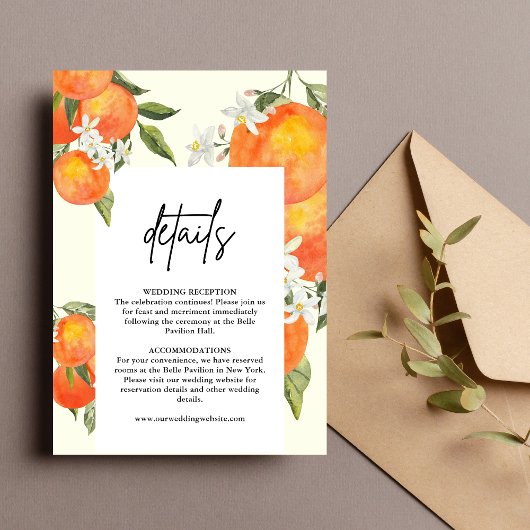 Carte D'accompagnement Détails de mariage orange abstrait bohème
