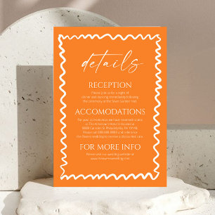 Carte D'accompagnement Détails de mariage orange citrique fantaisiste