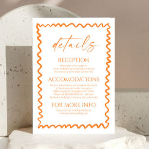 Carte D'accompagnement Détails de mariage orange citrique fantaisiste