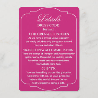 CARTE D'ACCOMPAGNEMENT DÉTAILS DE MARIAGE PERSONNALISÉS SIMPLES ET MODERN