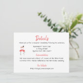 Carte D'accompagnement Détails de mariage Pink Flamingo Tropical Summer L (Debout devant)