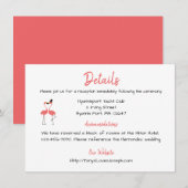 Carte D'accompagnement Détails de mariage Pink Flamingo Tropical Summer L (Devant / Derrière)