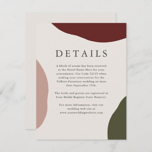 Carte D'accompagnement Détails de mariage : plaisirs simples de l'automne (Devant / Derrière)