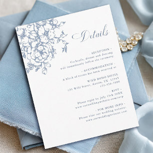 Carte D'accompagnement Détails de mariage poussiéreux bleu de jardin de f