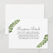 Carte D'accompagnement Détails de mariage printanier de verdure à l'aquar (Devant / Derrière)