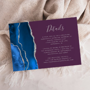 Carte D'accompagnement Détails de mariage prune agate bleu royal argent