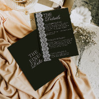 Détails de mariage rétro en dentelle noire et blan