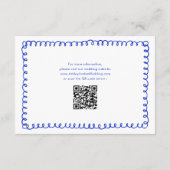 Carte D'accompagnement Détails de mariage rétro français bleu manuscrit (Dos)