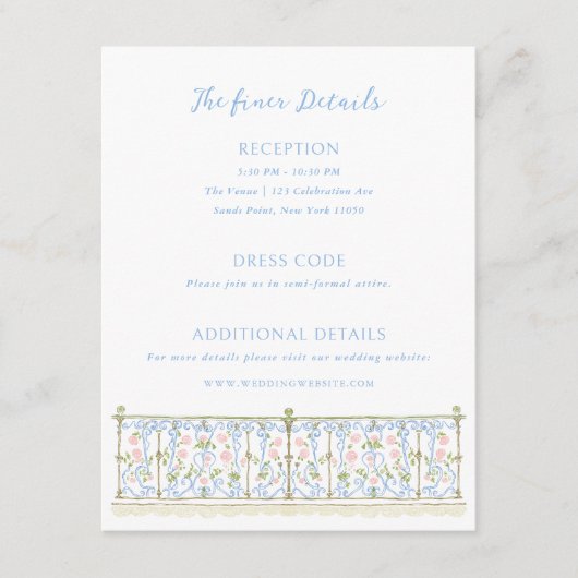 Carte D'accompagnement Détails de mariage Rococo (Devant)
