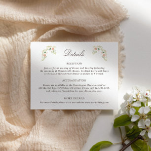 Carte D'accompagnement Détails de mariage rococo floral aquarelle élégant