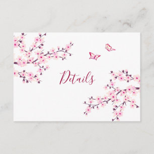 Carte D'accompagnement Détails de mariage rose blanc de fleur de cerisier