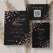 Carte D'accompagnement Détails de mariage Rose Gold Romantique Confettis