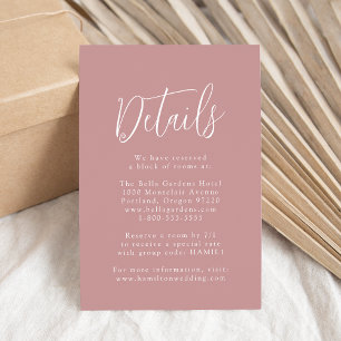 Carte D'accompagnement Détails de mariage Rose Poussiéreuse de Script Sim