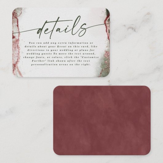 Carte D'accompagnement Détails de mariage rose Terra Rosa abstrait modern (Devant / Derrière)