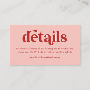 Carte D'accompagnement Détails de mariage rouge et rose