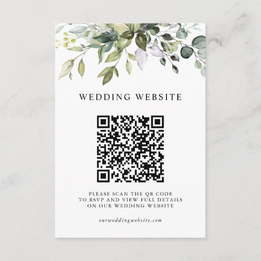 Carte D'accompagnement Détails de mariage RSVP Code QR Feuillage d'Eucaly (Devant)