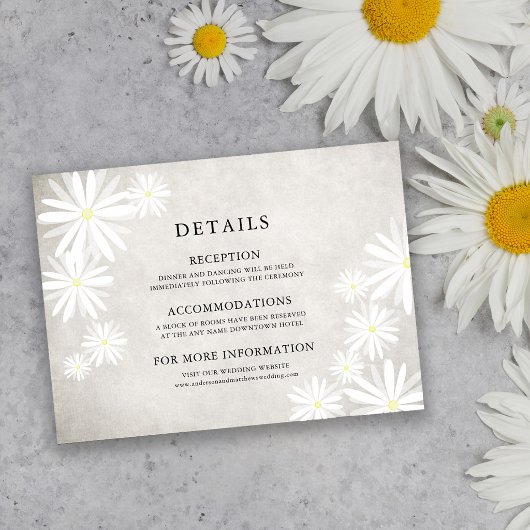 Carte D'accompagnement Détails de mariage rustique boho simples avec marg