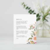 Carte D'accompagnement Détails de mariage Rustique Floral Spring (Debout devant)