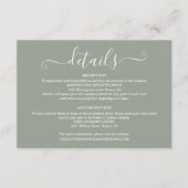 Carte D'accompagnement Détails de mariage Script Spring Lights Vert sauge (Devant)