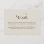 Carte D'accompagnement Détails de mariage simple beige (Devant)