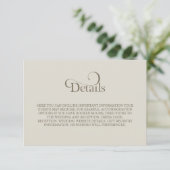 Carte D'accompagnement Détails de mariage simple beige (Debout devant)